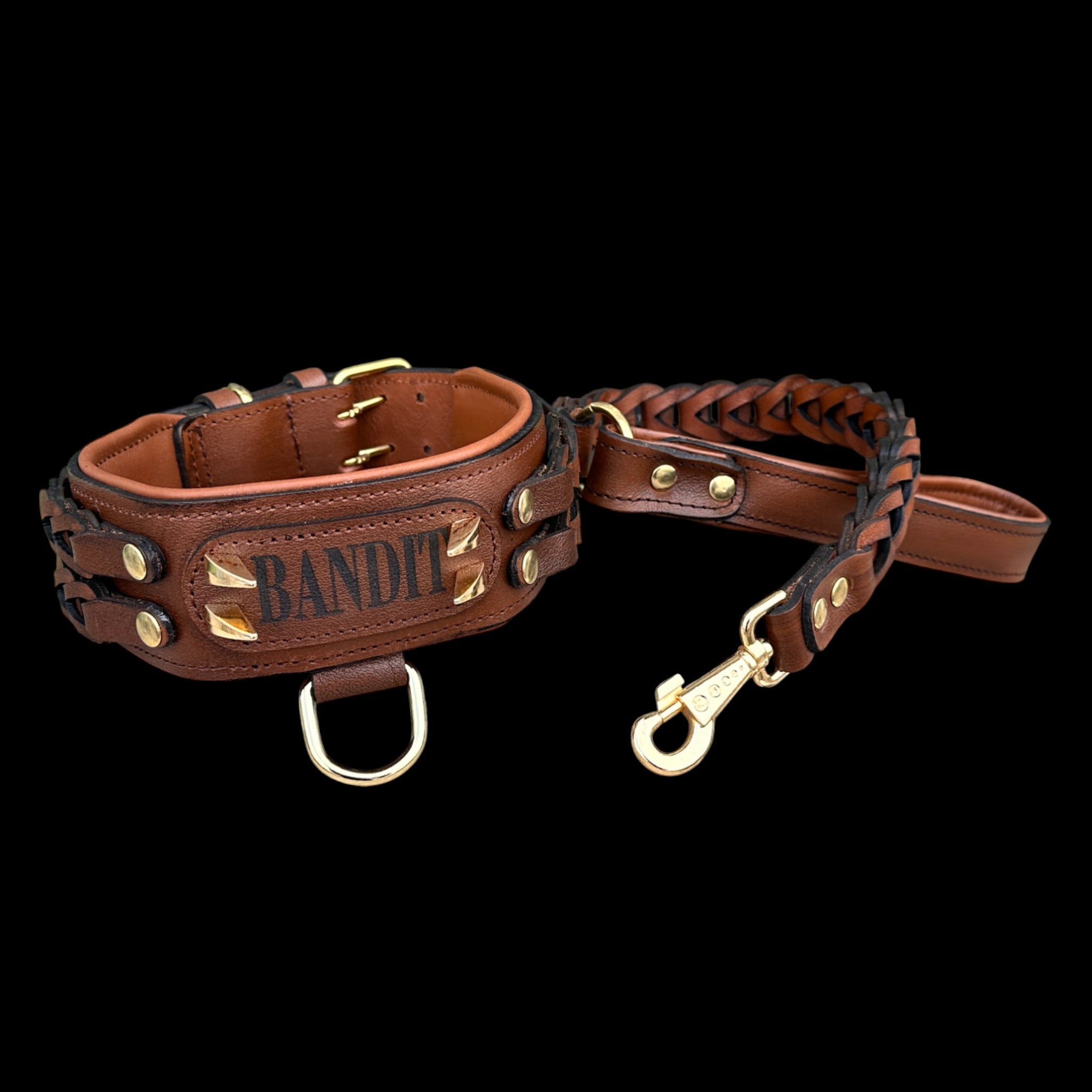 Handcrafted Leather Dog Collar & Leash Set – Personalized Name, Hand Braided Buffalo Leather for Cane Corso, Rottweiler, Doberman, Kangal, American Bully