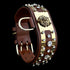 6 cm (2.36 inch) gold wolf logo dog collar with crystals