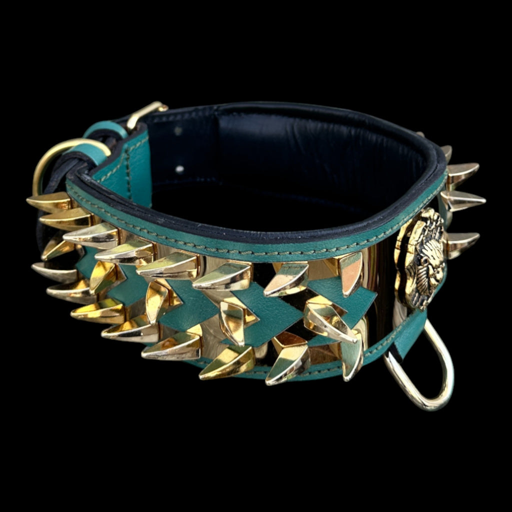 2.36 inch wide gold-plated stainless-steel dog collar UPS delivery