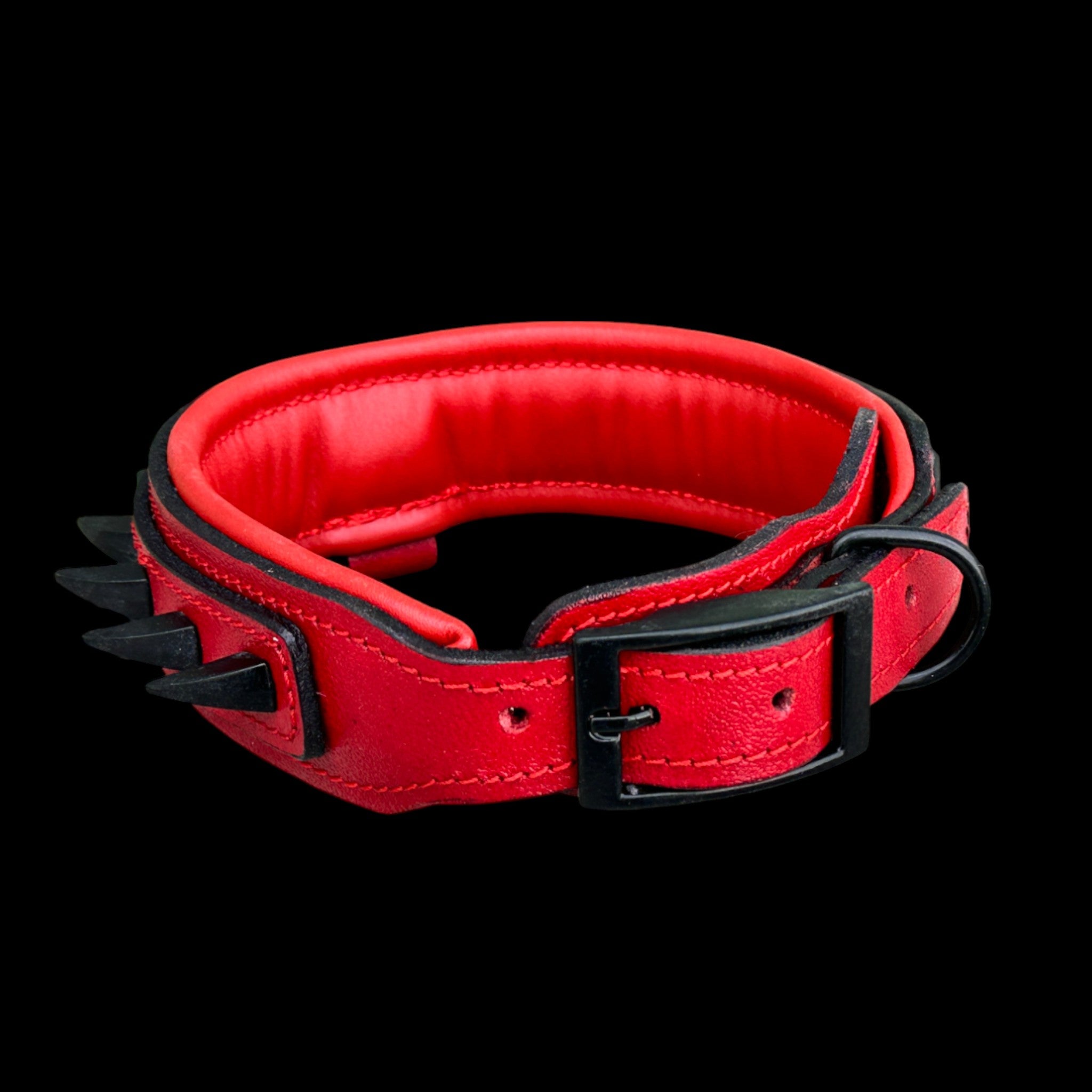 Handcrafted Red Leather Dog Collar – Bully Head Design, Spiked 4cm Wide Strong Collar for Cane Corso, Rottweiler, Doberman, Kangal, American Bully