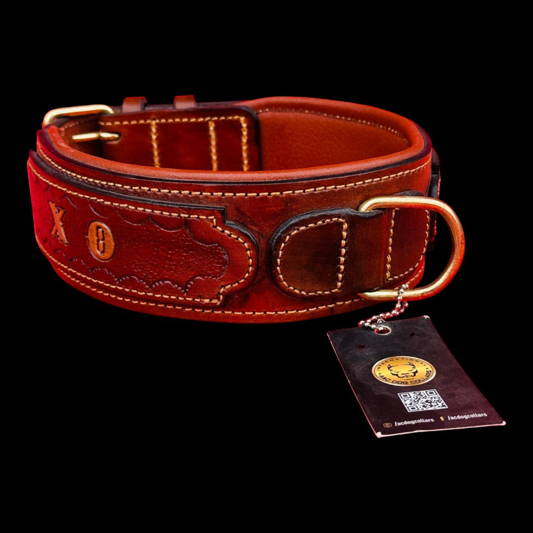Personalized Brown Leather Dog Collar – Handmade Wide Padded Collar for Large Dogs