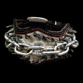 Chrome chain design leather collar by A&C Dog Collars.