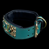 A&C Dog Collars emerald Punisher skull logo handmade collar