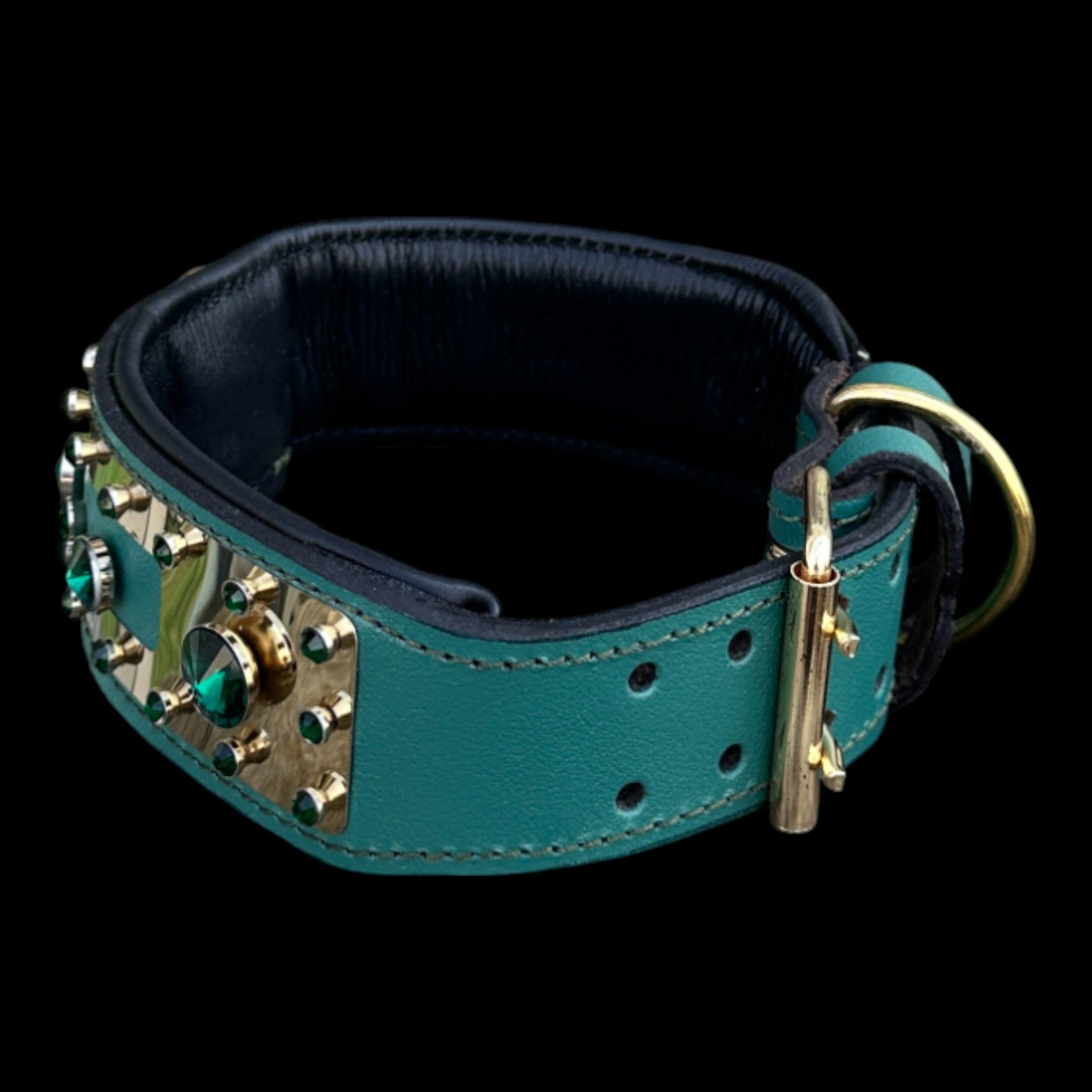 A&C Dog Collars emerald Punisher skull logo handmade collar