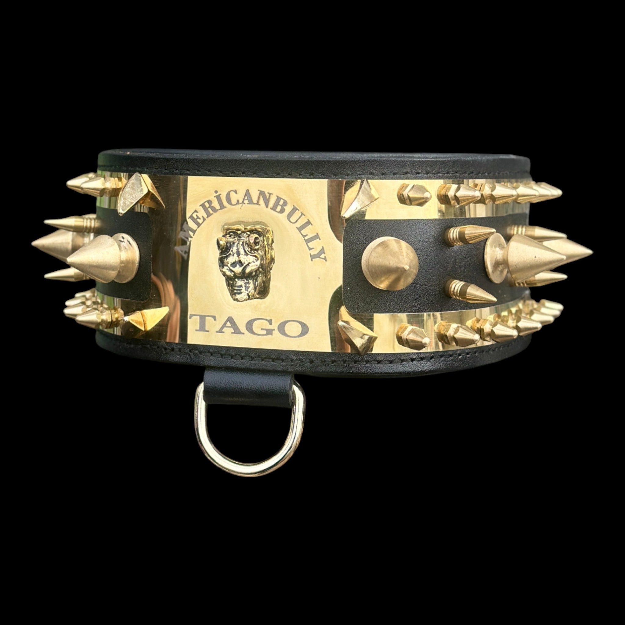 8 cm wide heavy-duty buffalo leather dog collar