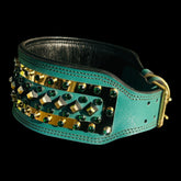 Doberman luxury turquoise dog collar with crystals