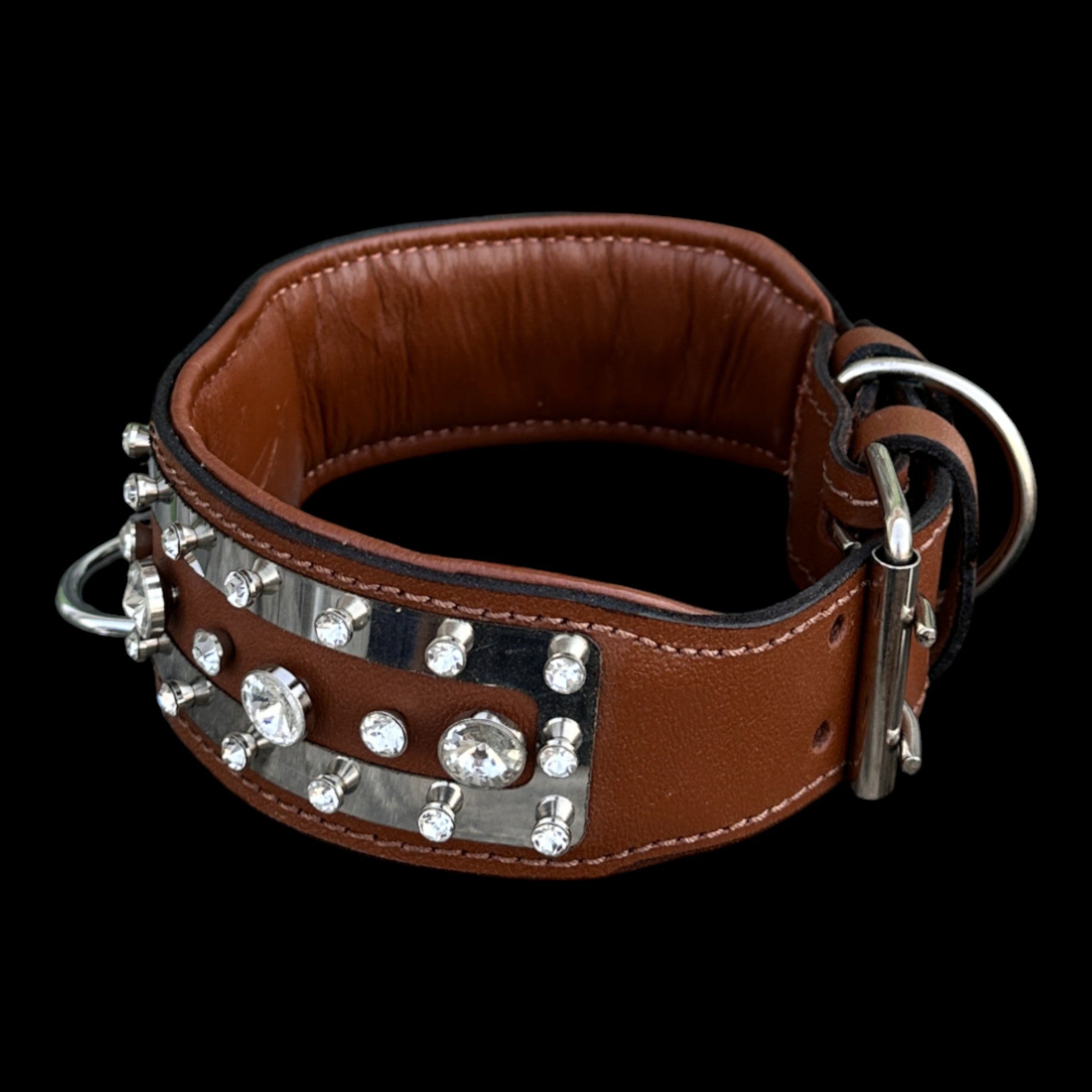 A&C Dog Collars luxury stainless-steel and crystal wolf collar