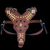Handmade spiked leather dog harness with gold lion logo for American Bully