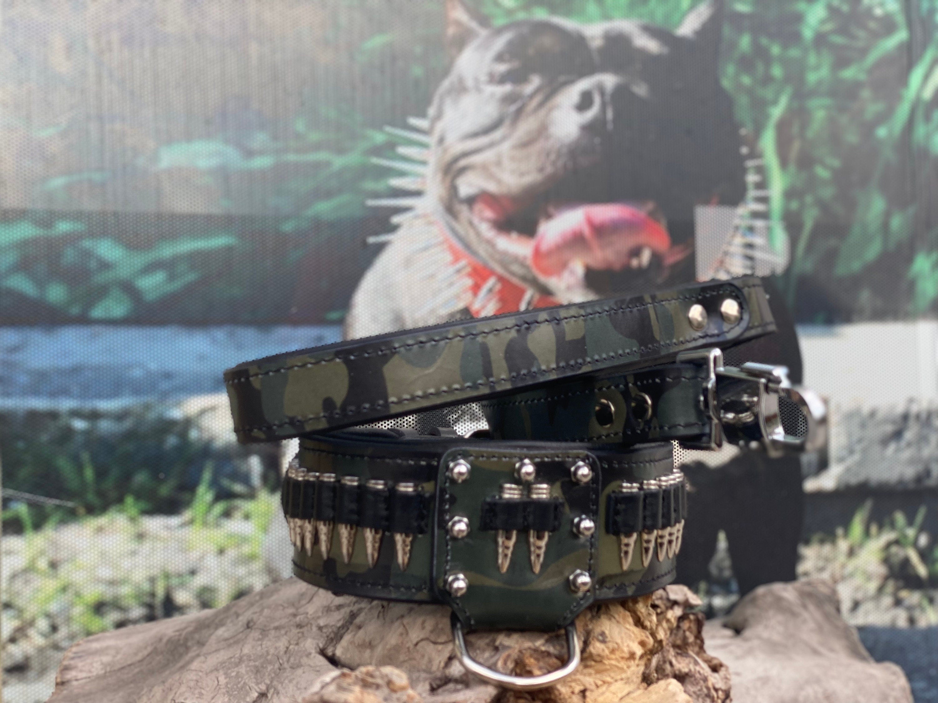 Bullet Collars | Pitbull Collars | Handmade Dog Collars | Custom Dog Collar | Dog Gift | Engraved Dog Collar | Custom Dog Collar with Name