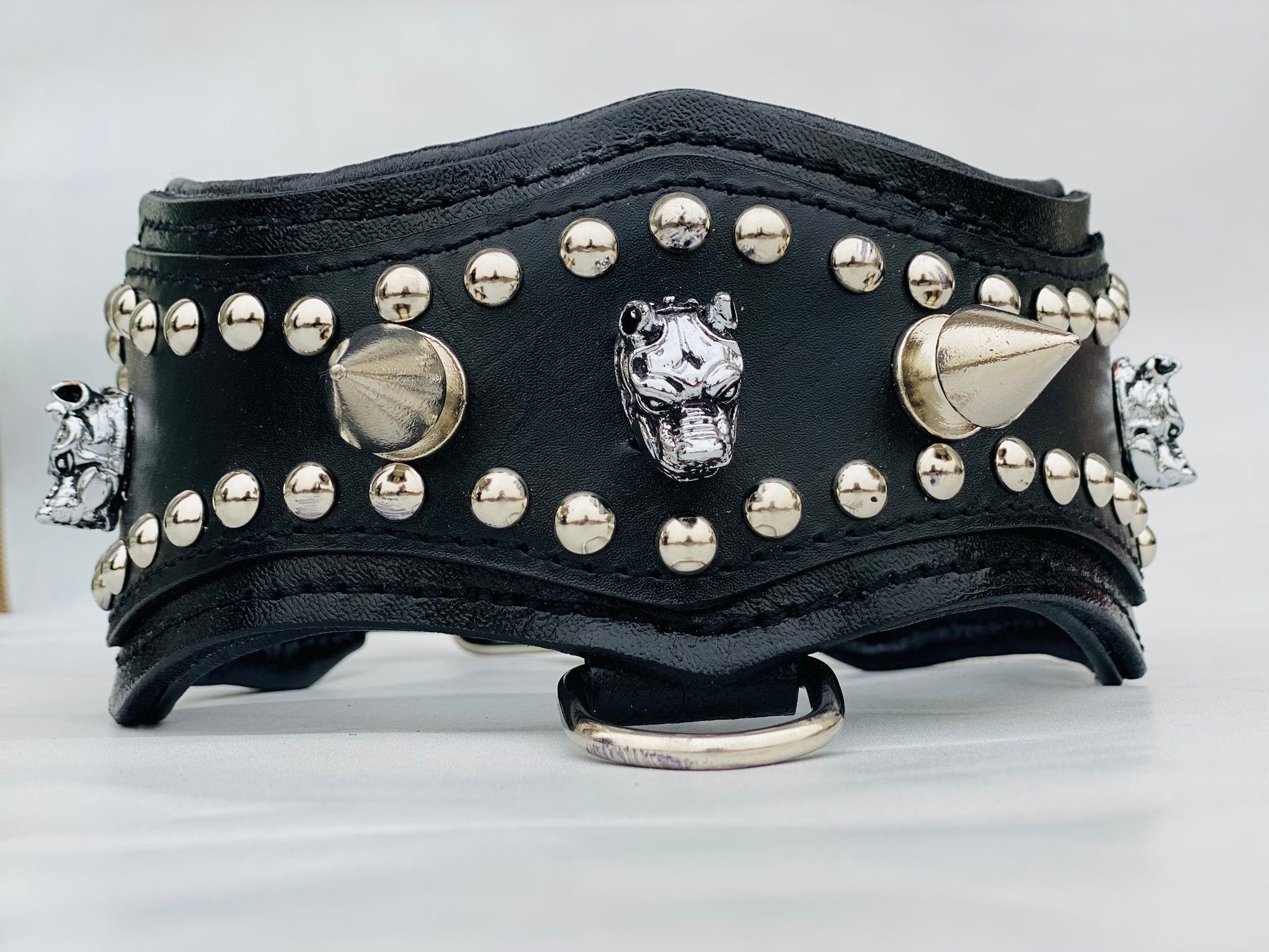 Extreme Bully Leather Dog Collar: Custom Engraved Name Plate