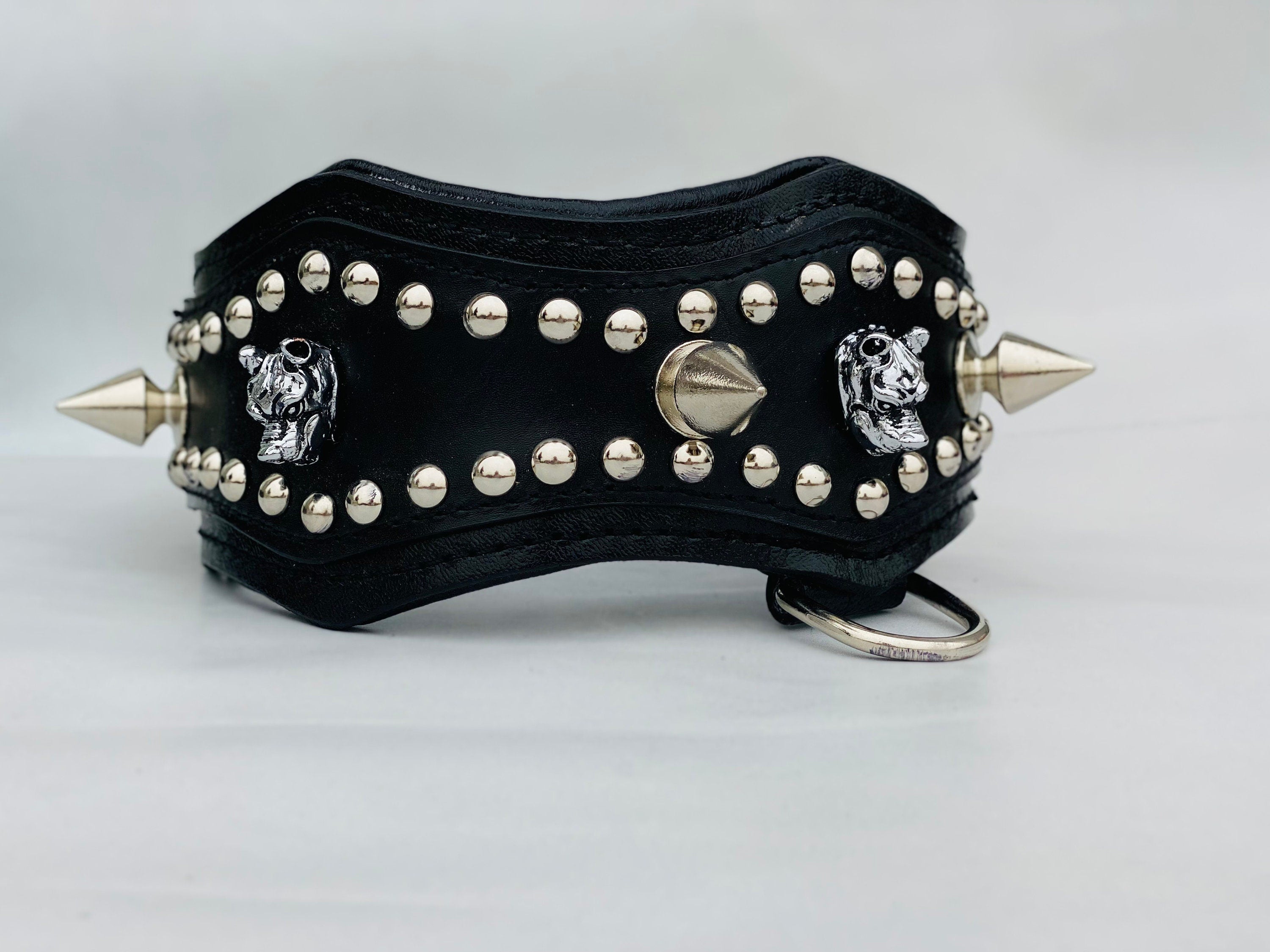 Extreme Bully Leather Dog Collar: Custom Engraved Name Plate