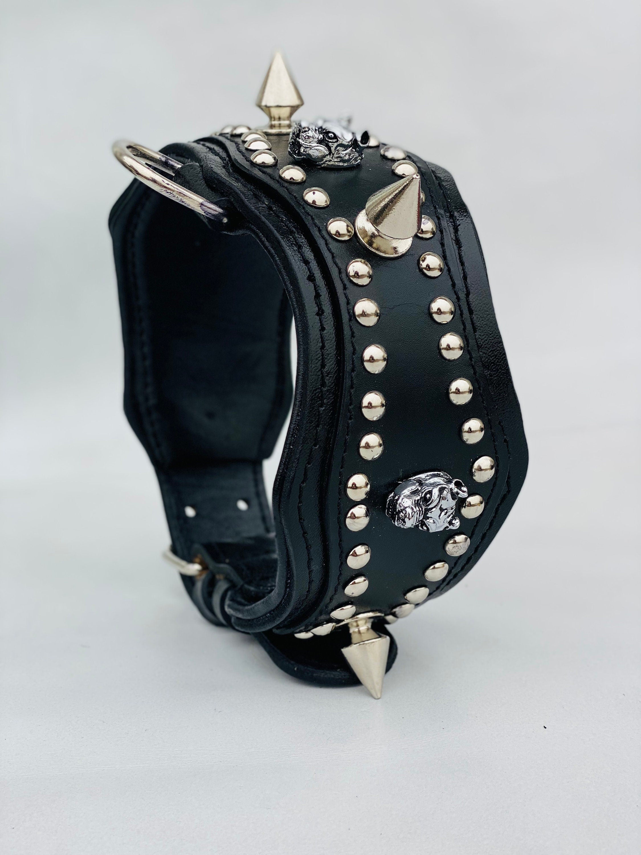 Extreme Bully Leather Dog Collar: Custom Engraved Name Plate