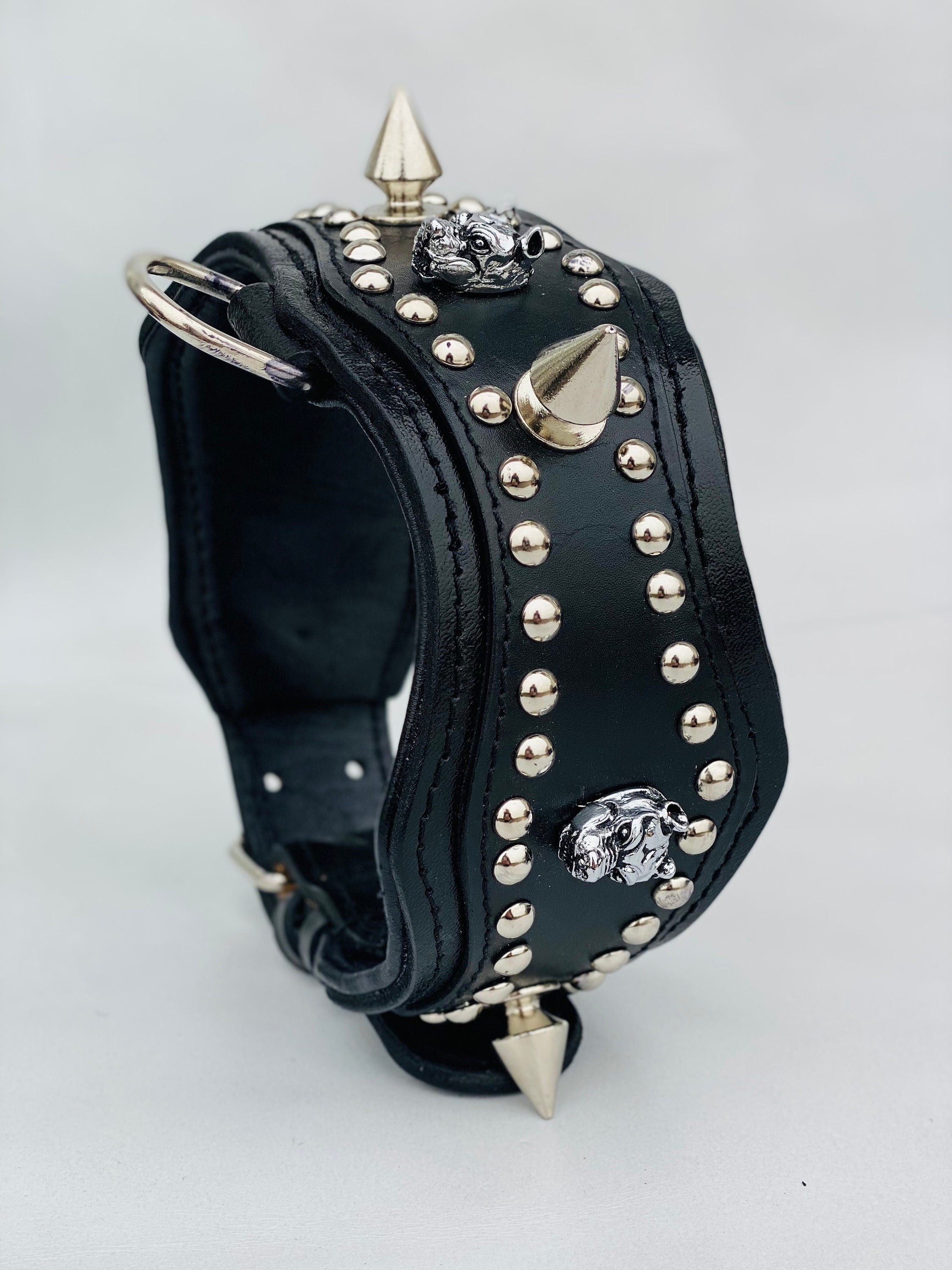 Extreme Bully Leather Dog Collar: Custom Engraved Name Plate