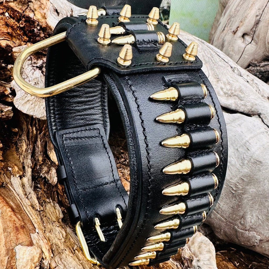 Handmade Buffalo Leather Dog Collar Set: Engraved Nameplate, Large Breeds