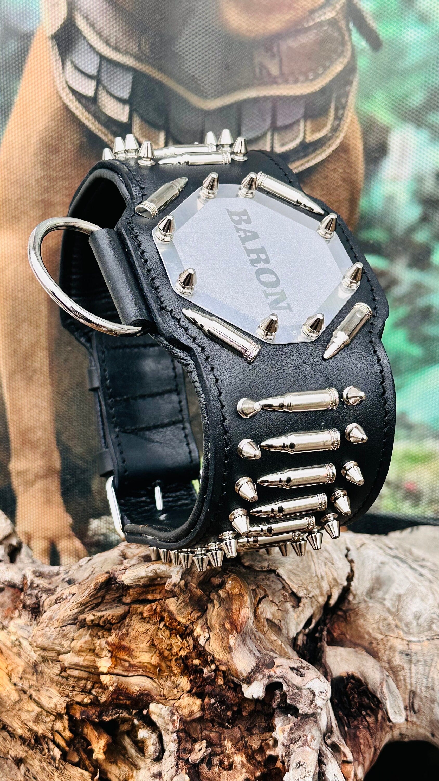 Handmade Buffalo Leather Dog Harness Set: Personalized Engraved Collar