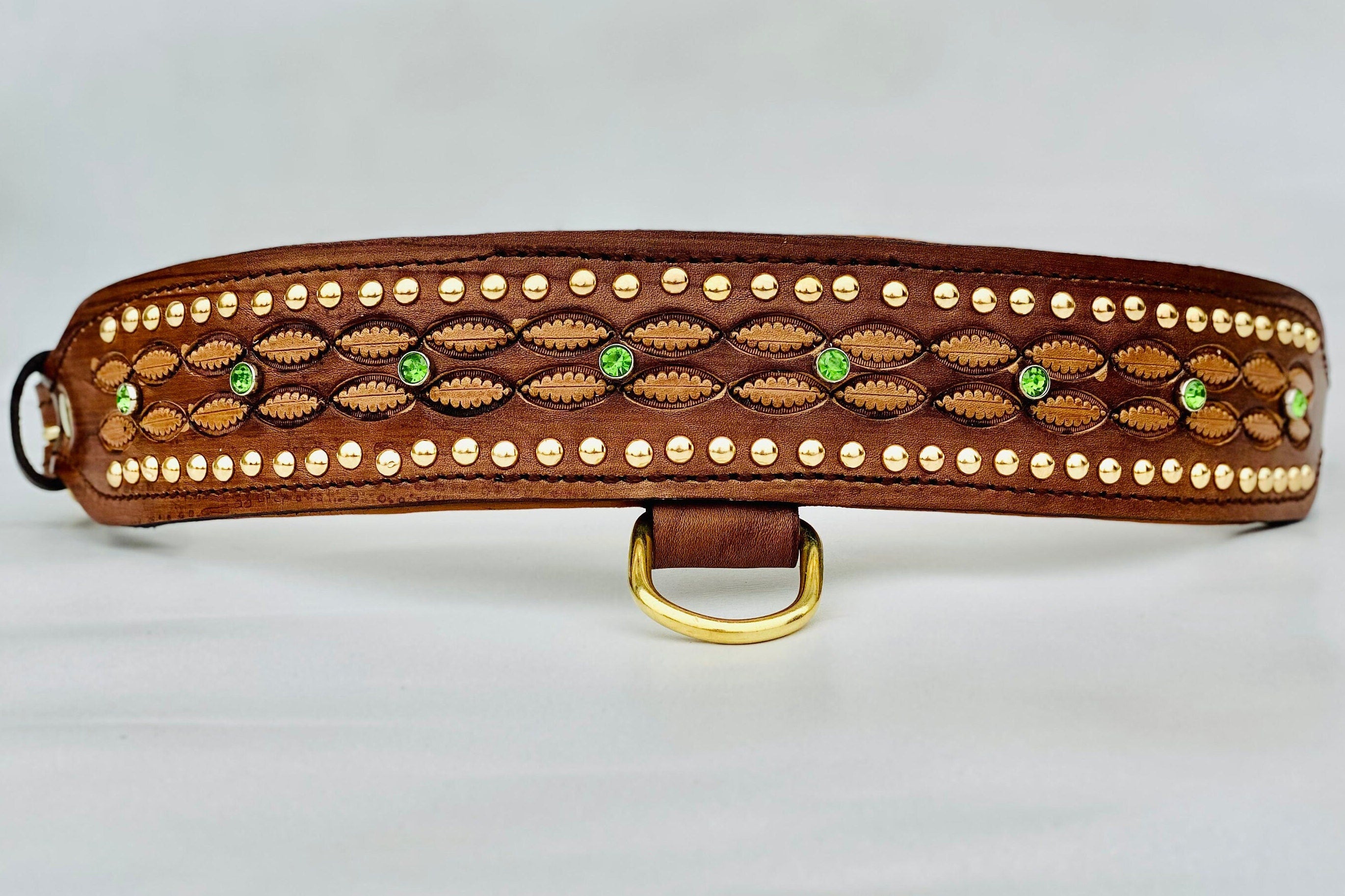 Handmade 6 CM Crystal-Stone Leather Dog Collar – Luxury & Strength for Large Breeds