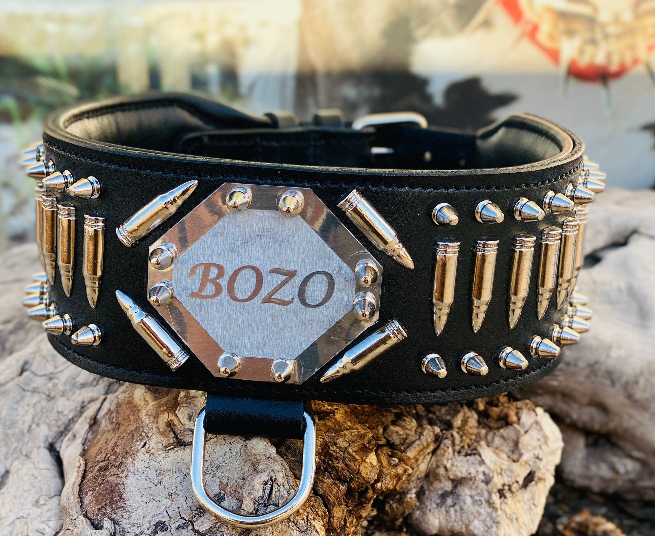 Bullet Dog Collars | Handmade Dog Collars | Custom Dog Collar | Personalized Collars | Engraved Dog Collar | Custom Dog Collar with Name