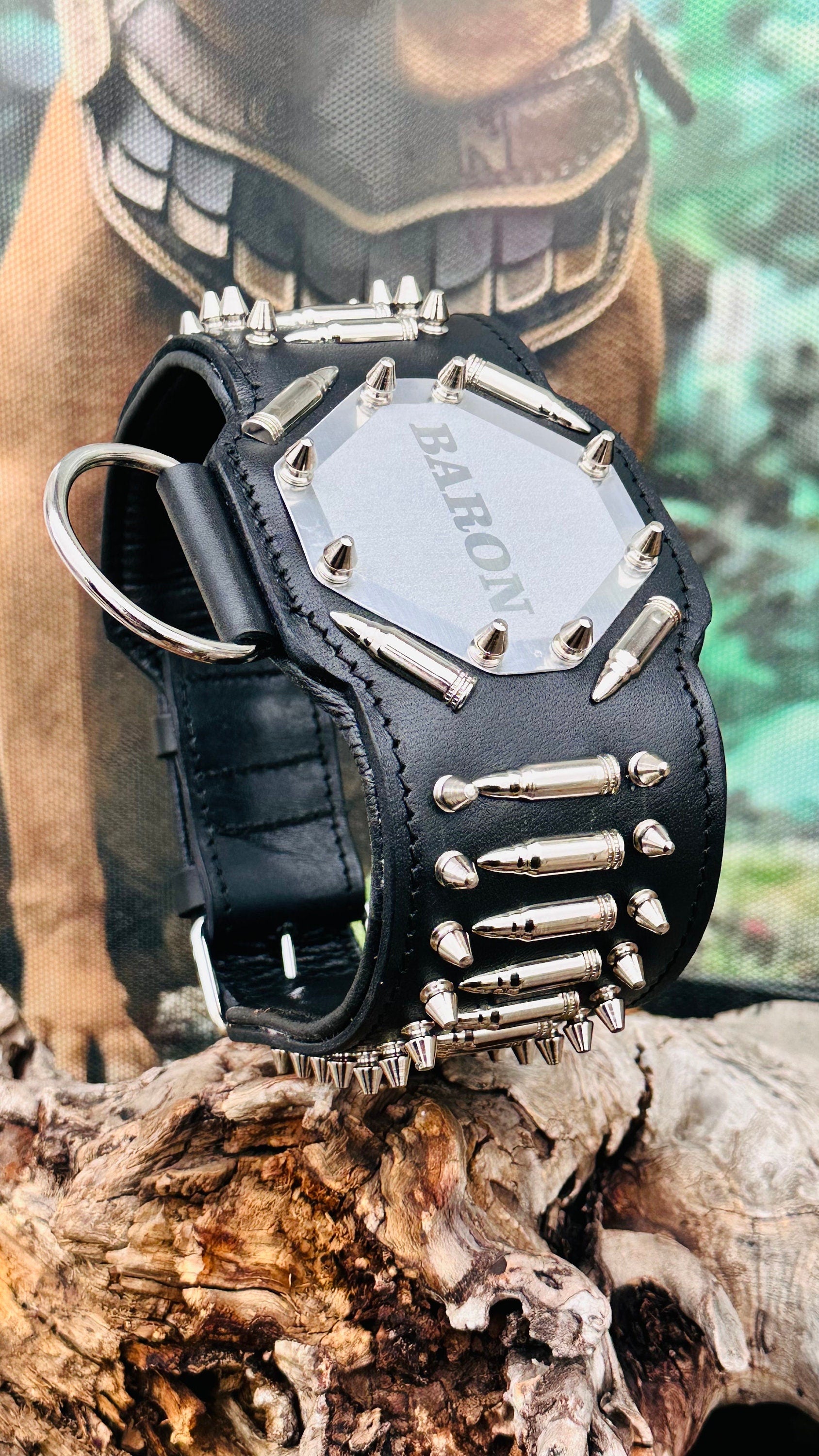 Handmade Buffalo Leather Dog Harness Set: Personalized Engraved Collar