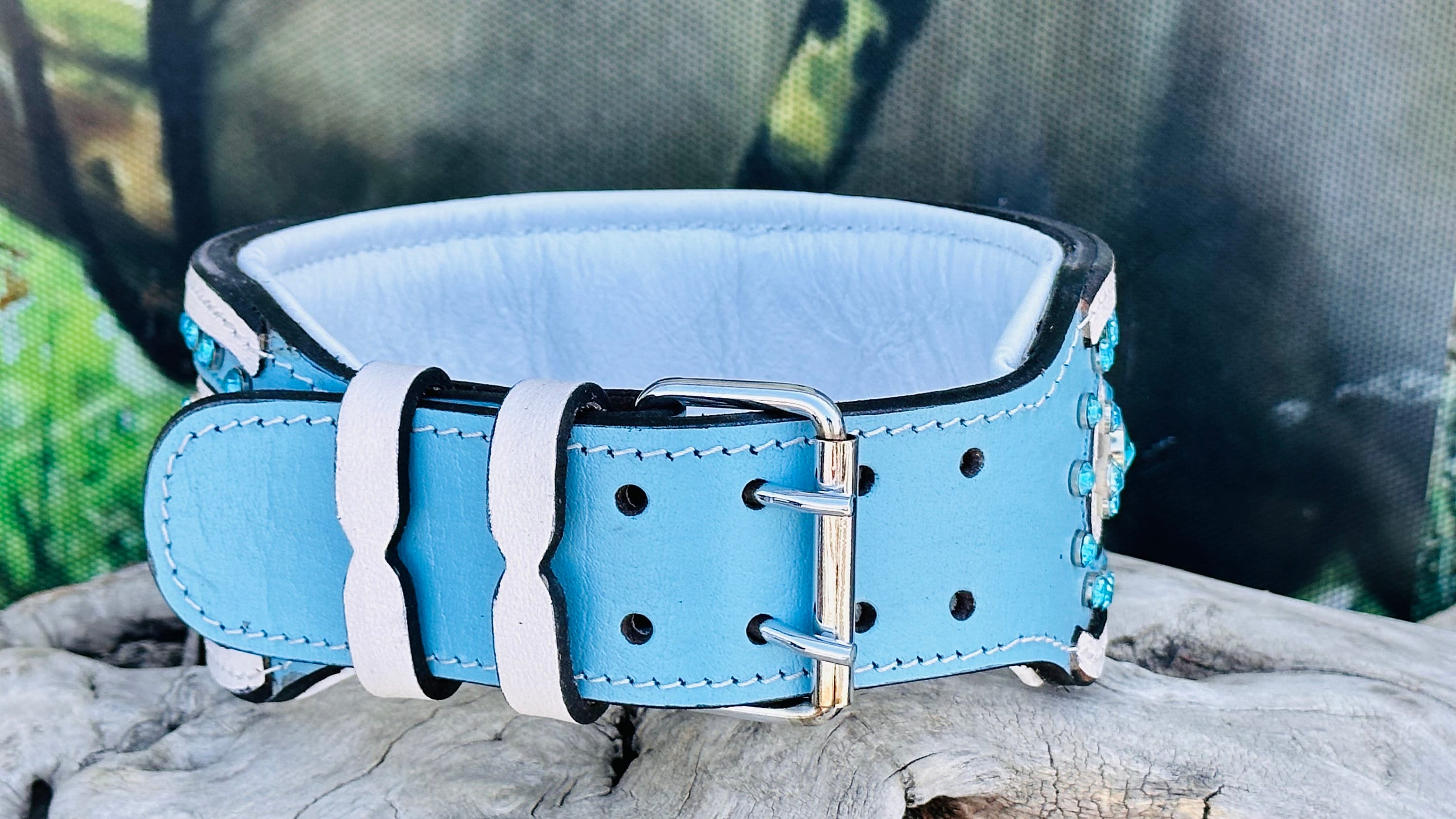 Crystal Dog Collar: Personalized Leather Collar with Name Plate