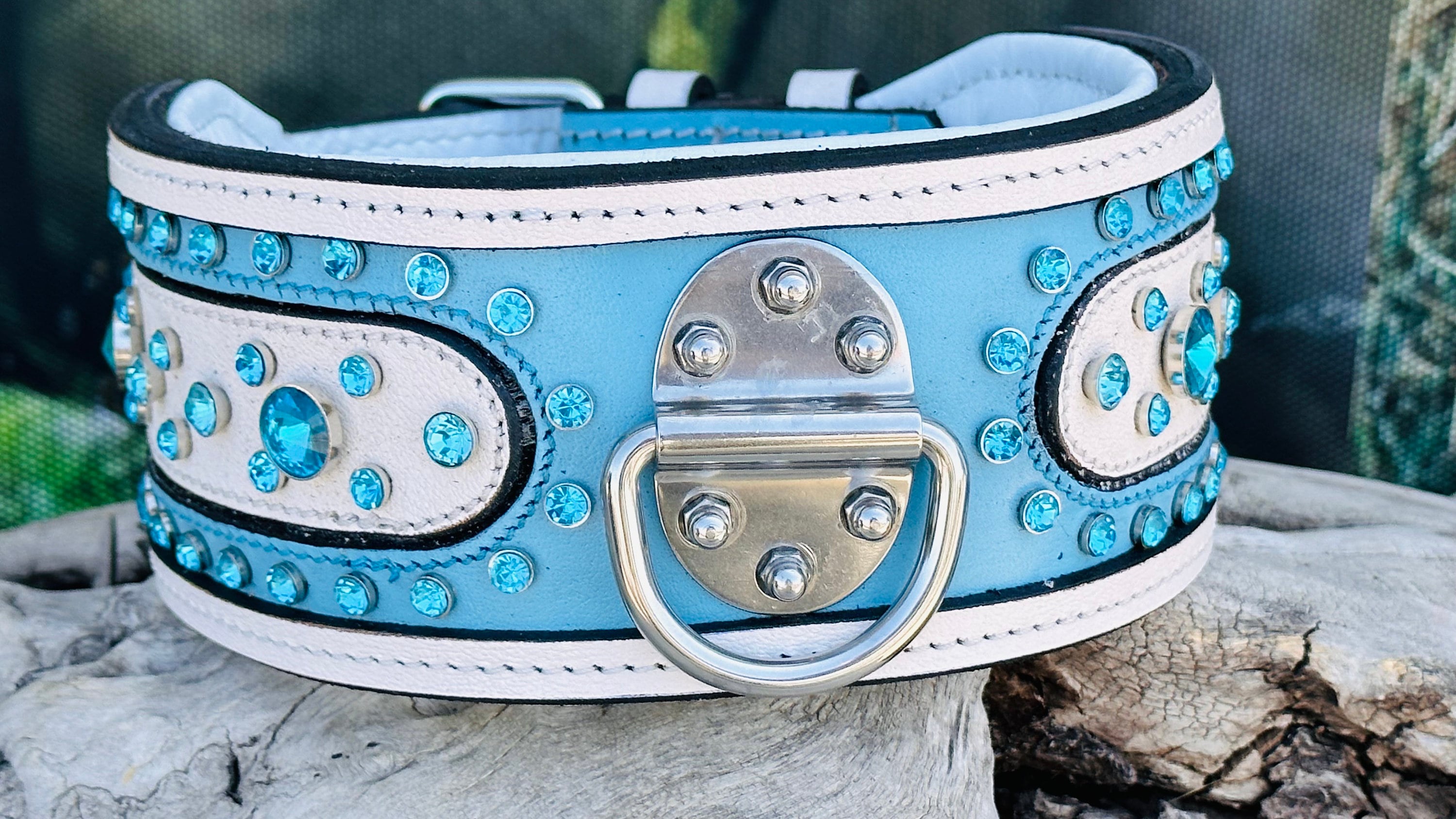 Crystal Dog Collar: Personalized Leather Collar with Name Plate