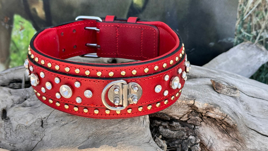Crystal Dog Collar: Handmade Leather, Engraved, Personalized Pet Collar