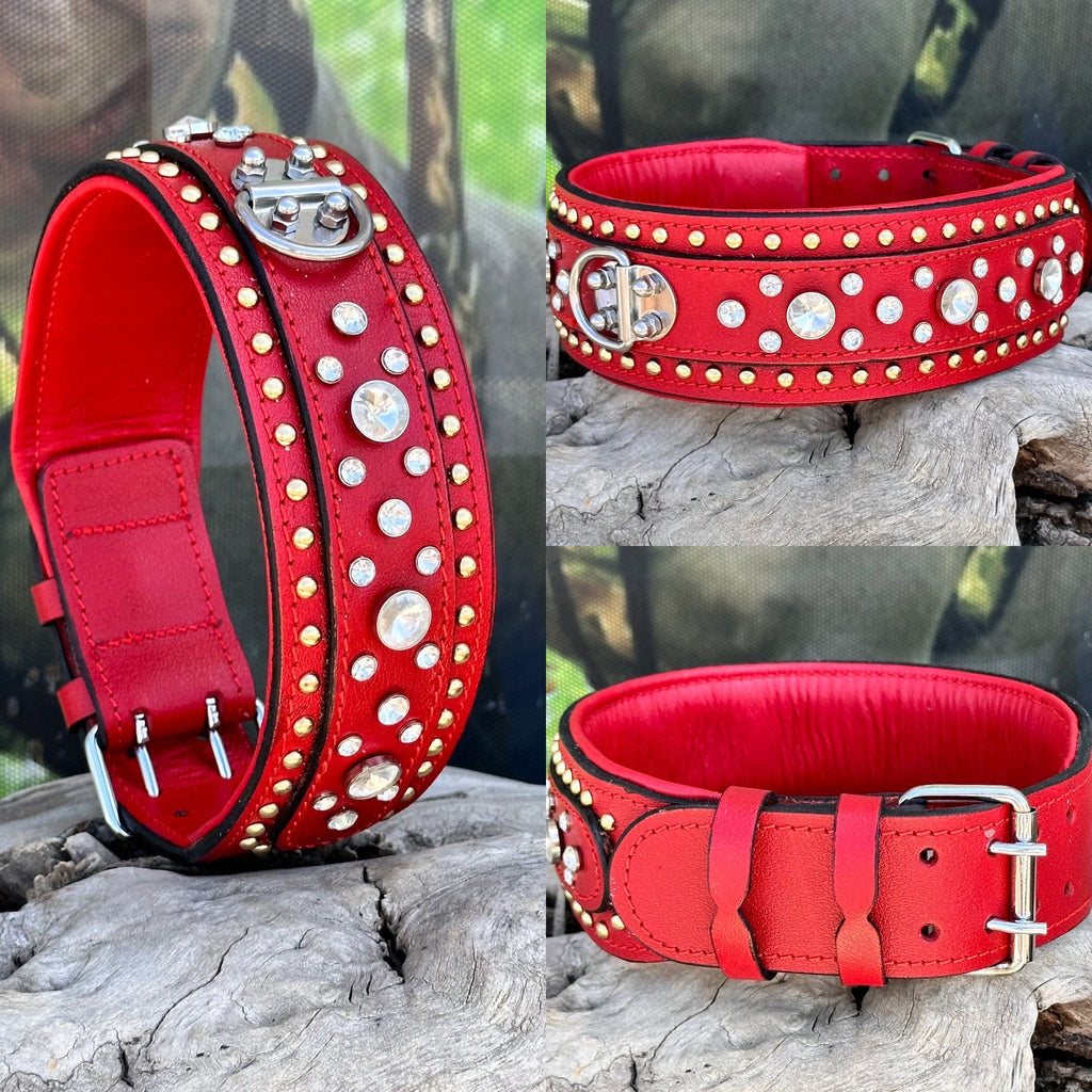 Crystal Dog Collar: Handmade Leather, Engraved, Personalized Pet Collar