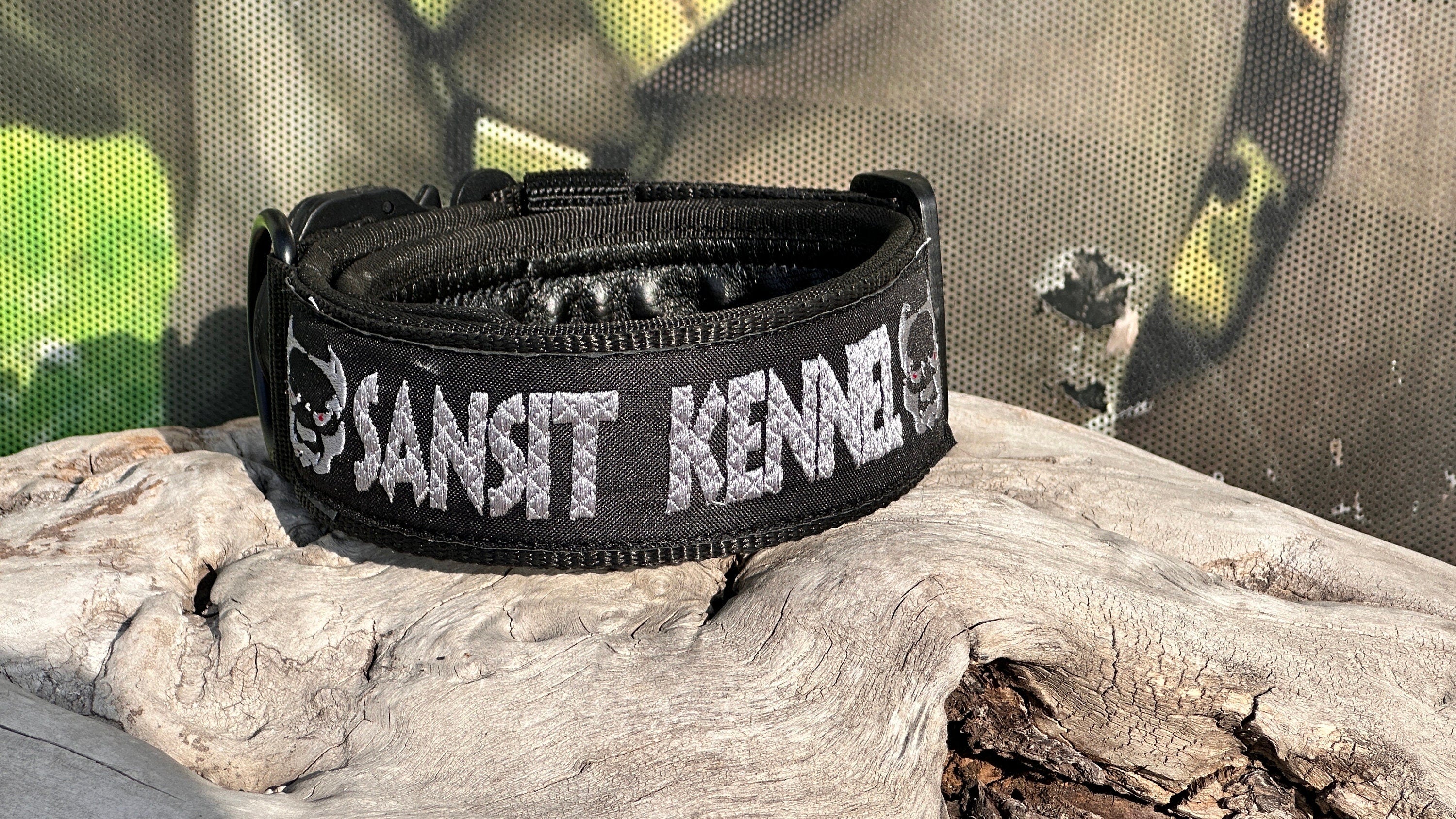 Embroidered Tactical Dog Collar: Personalized Nylon Collar with Steel Buckle