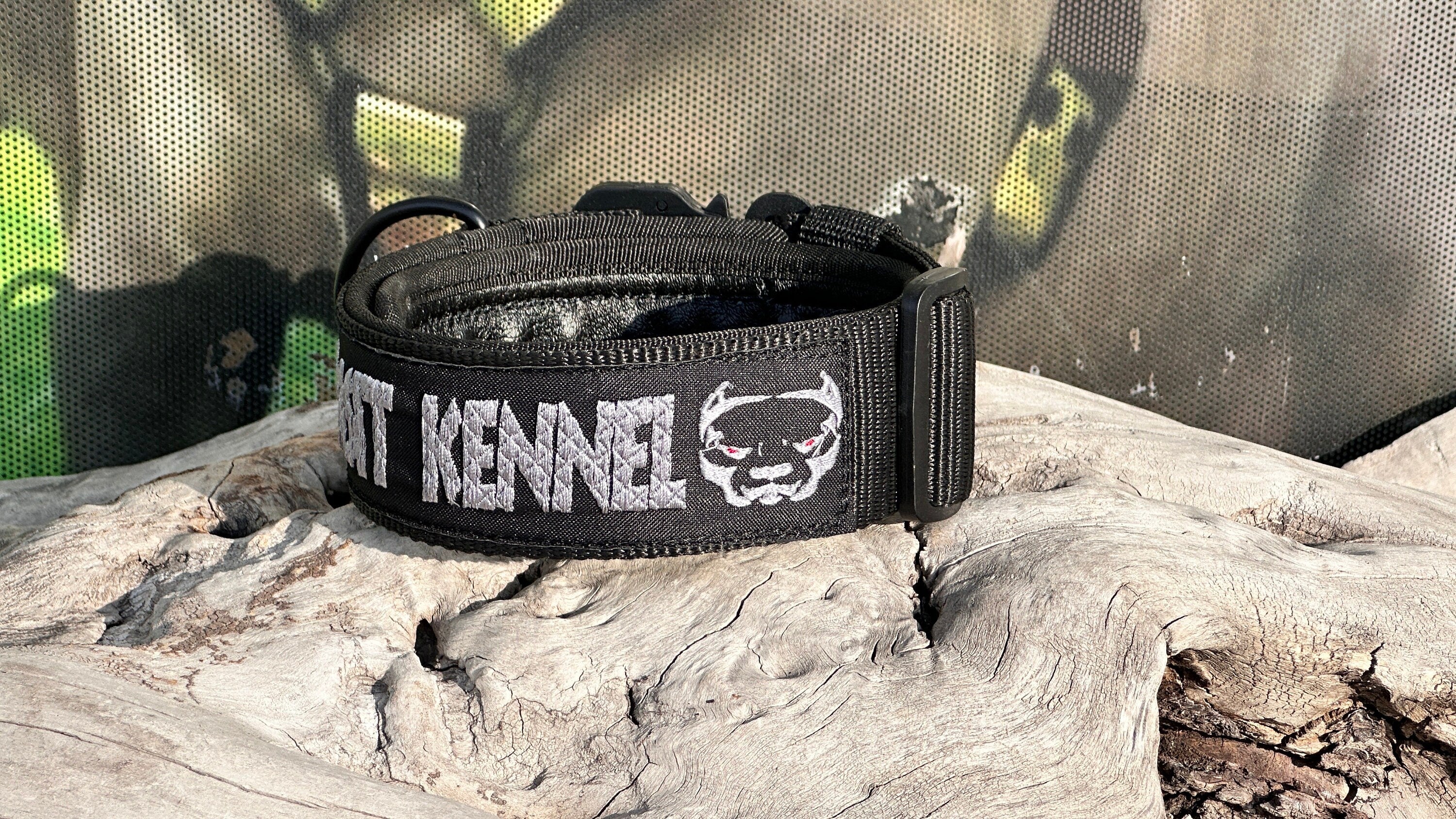 Embroidered Tactical Dog Collar: Personalized Nylon Collar with Steel Buckle