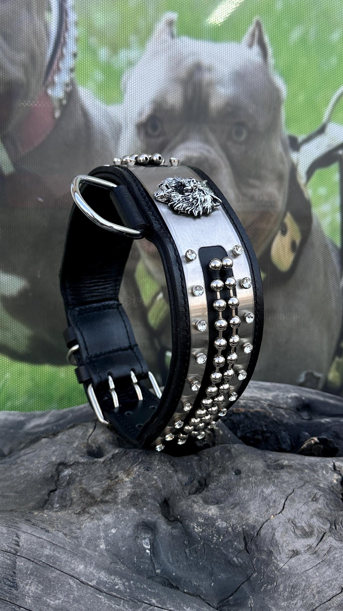 Handmade Leather Dog Collar: Personalized Engraved Name Plate