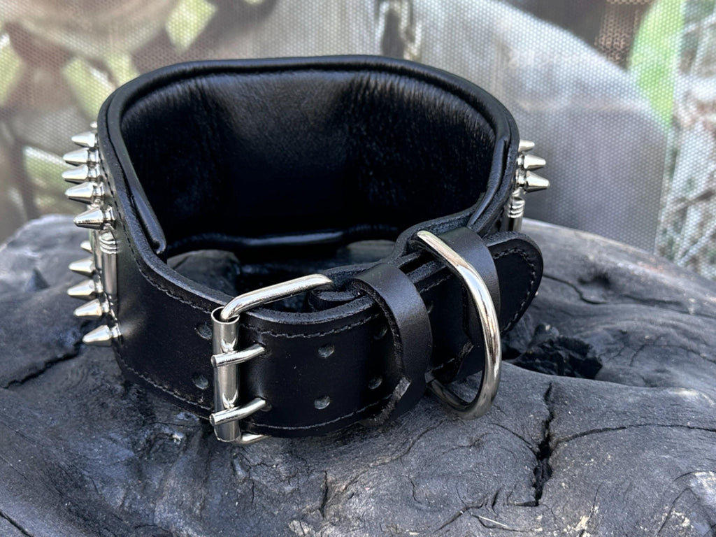 Handmade 8cm Wide Dog Collar with Bullets & Custom Laser Photo Plate – Heavy Duty for Cane Corso, Kangal, Rottweiler