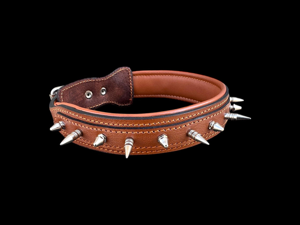 Buffalo Leather Spiked Dog Collar – 1.4” Wide