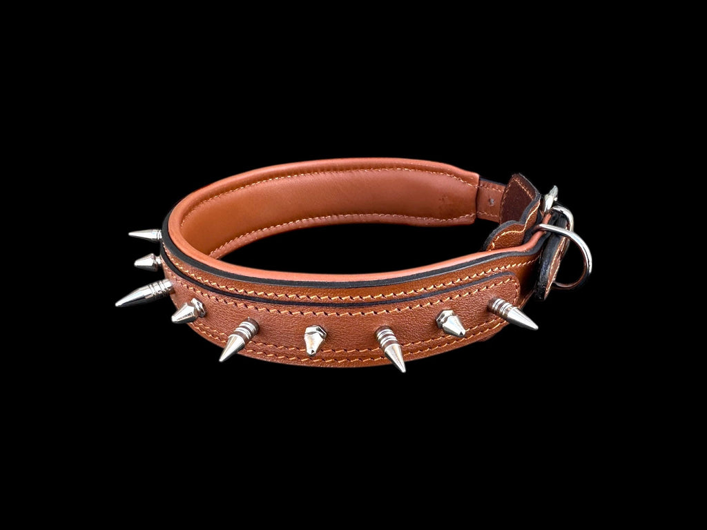 Buffalo Leather Spiked Dog Collar – 1.4” Wide