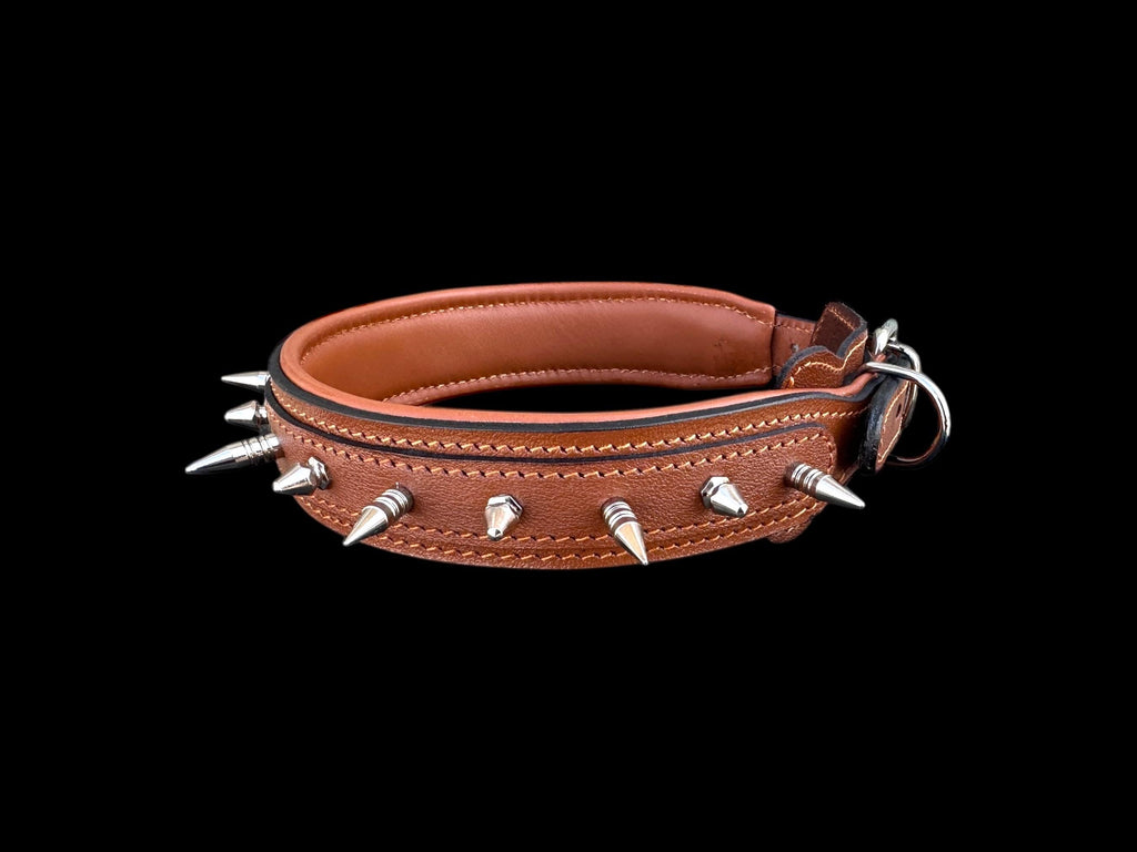 Buffalo Leather Spiked Dog Collar – 1.4” Wide