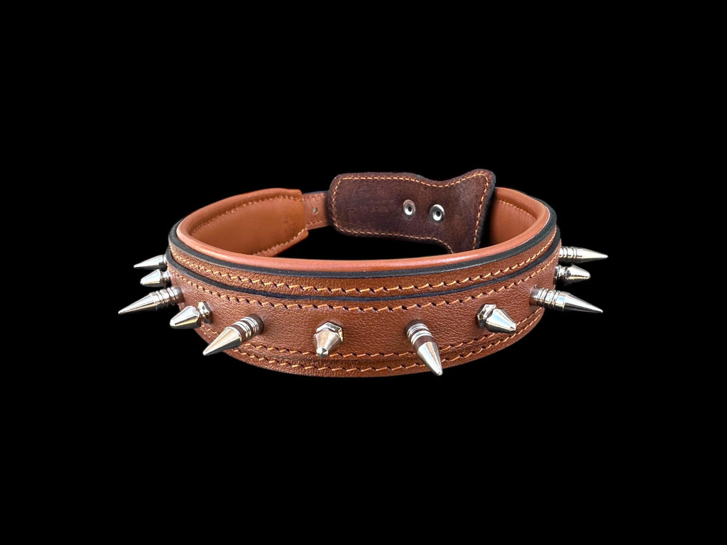 Buffalo Leather Spiked Dog Collar – 1.4” Wide