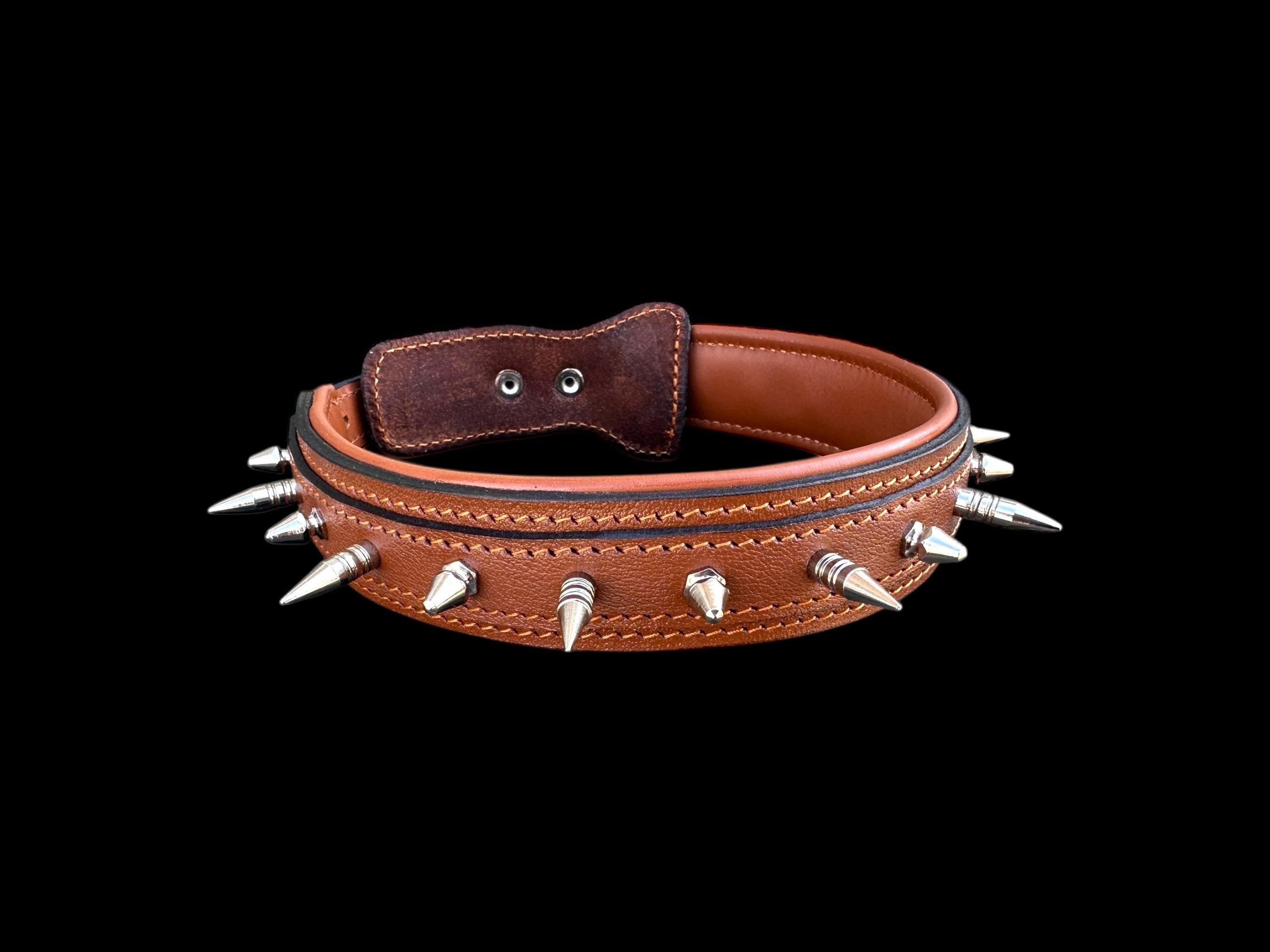 Buffalo Leather Spiked Dog Collar – 1.4” Wide