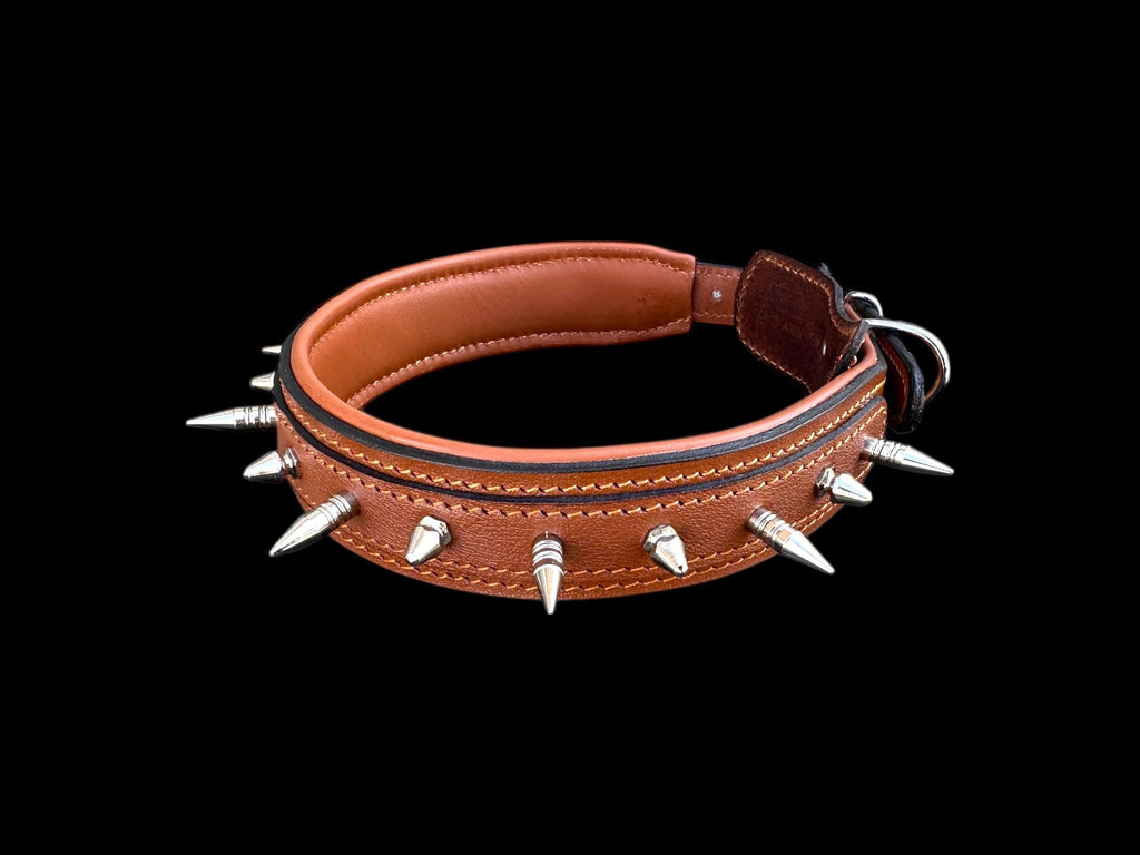 Buffalo Leather Spiked Dog Collar – 1.4” Wide