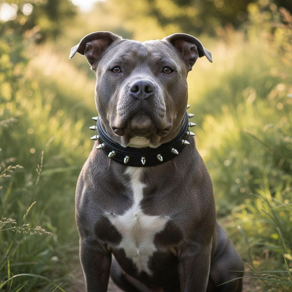 Black Spiked Leather Dog Collar –  Handmade Heavy Duty Design