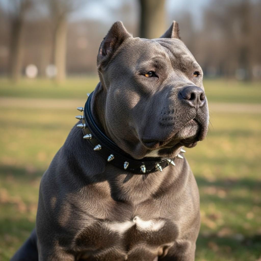 Black Spiked Leather Dog Collar –  Handmade Heavy Duty Design