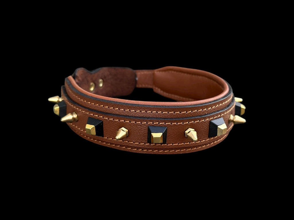 Black Spiked Leather Dog Collar –  Handmade Heavy Duty Design