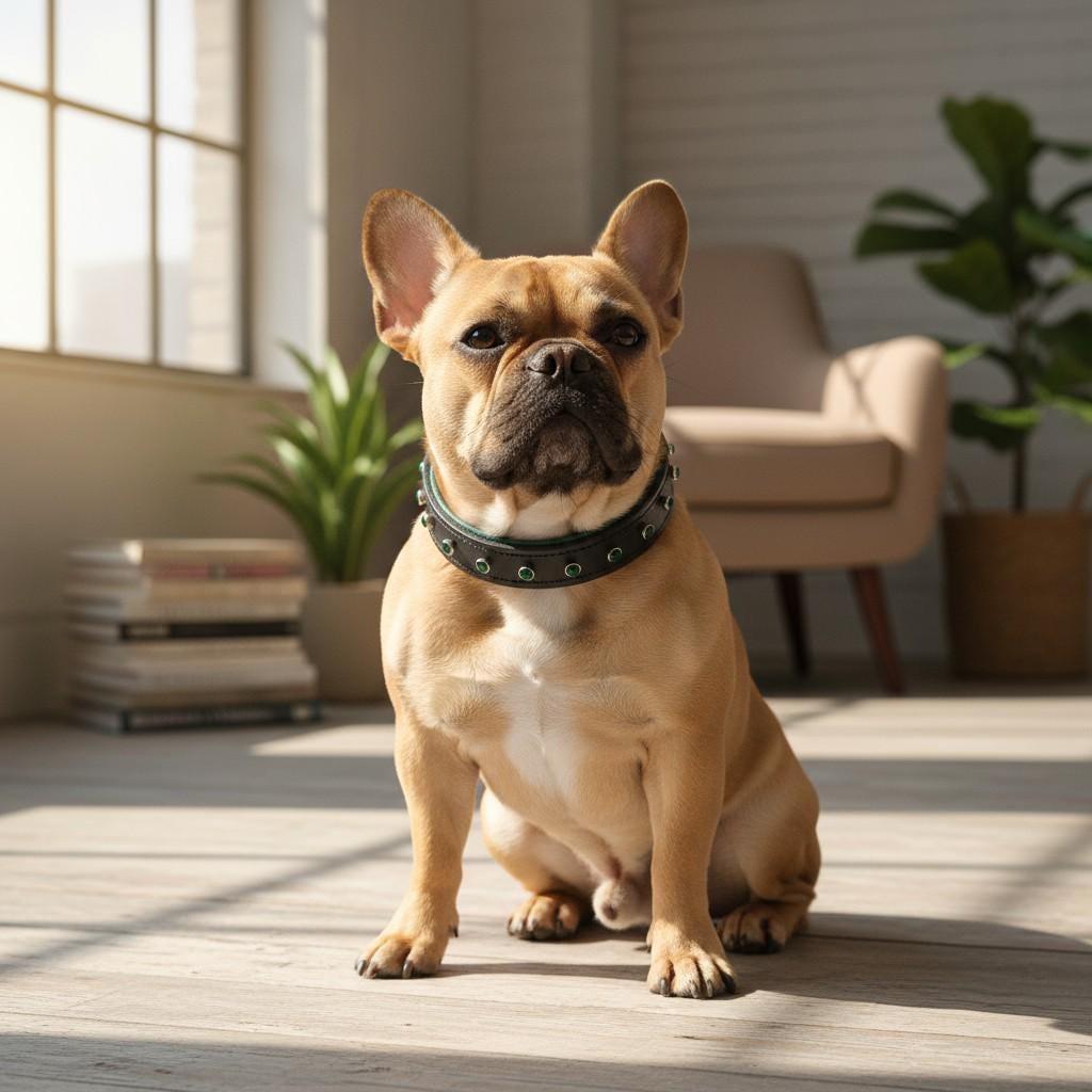 Black Buffalo Leather Dog Collar • Emerald Green Crystal Stones • Handmade