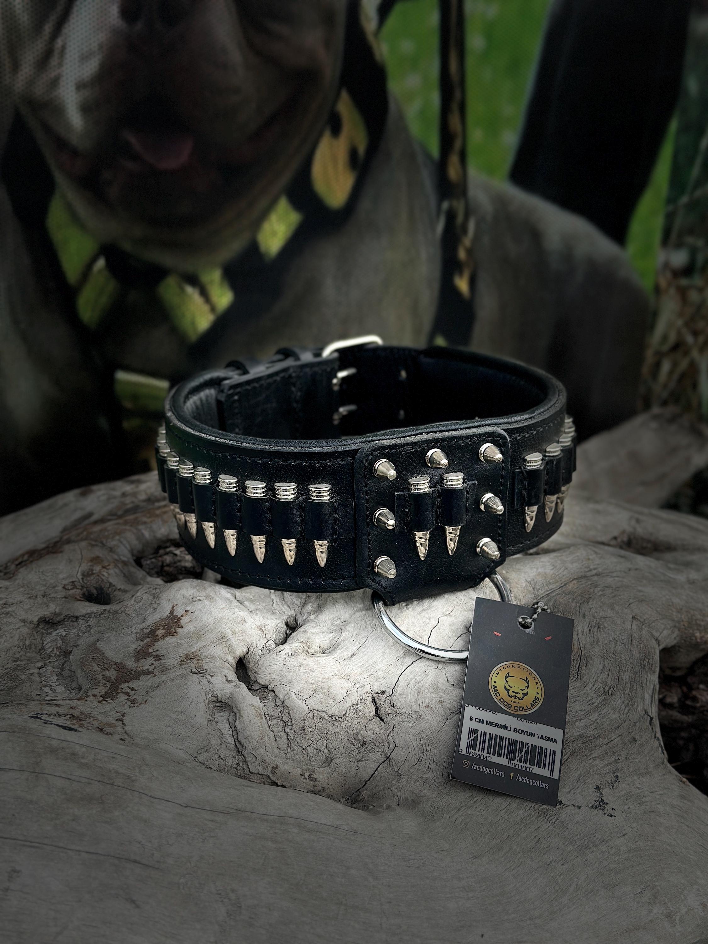 Bullet Spike 3-Piece Dog Set – Collar + Muzzle + Leash | Handmade Leather