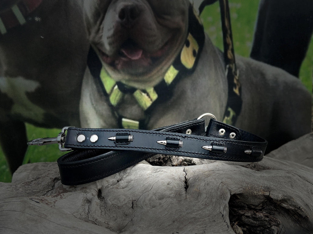 Bullet Spike 3-Piece Dog Set – Collar + Muzzle + Leash | Handmade Leather