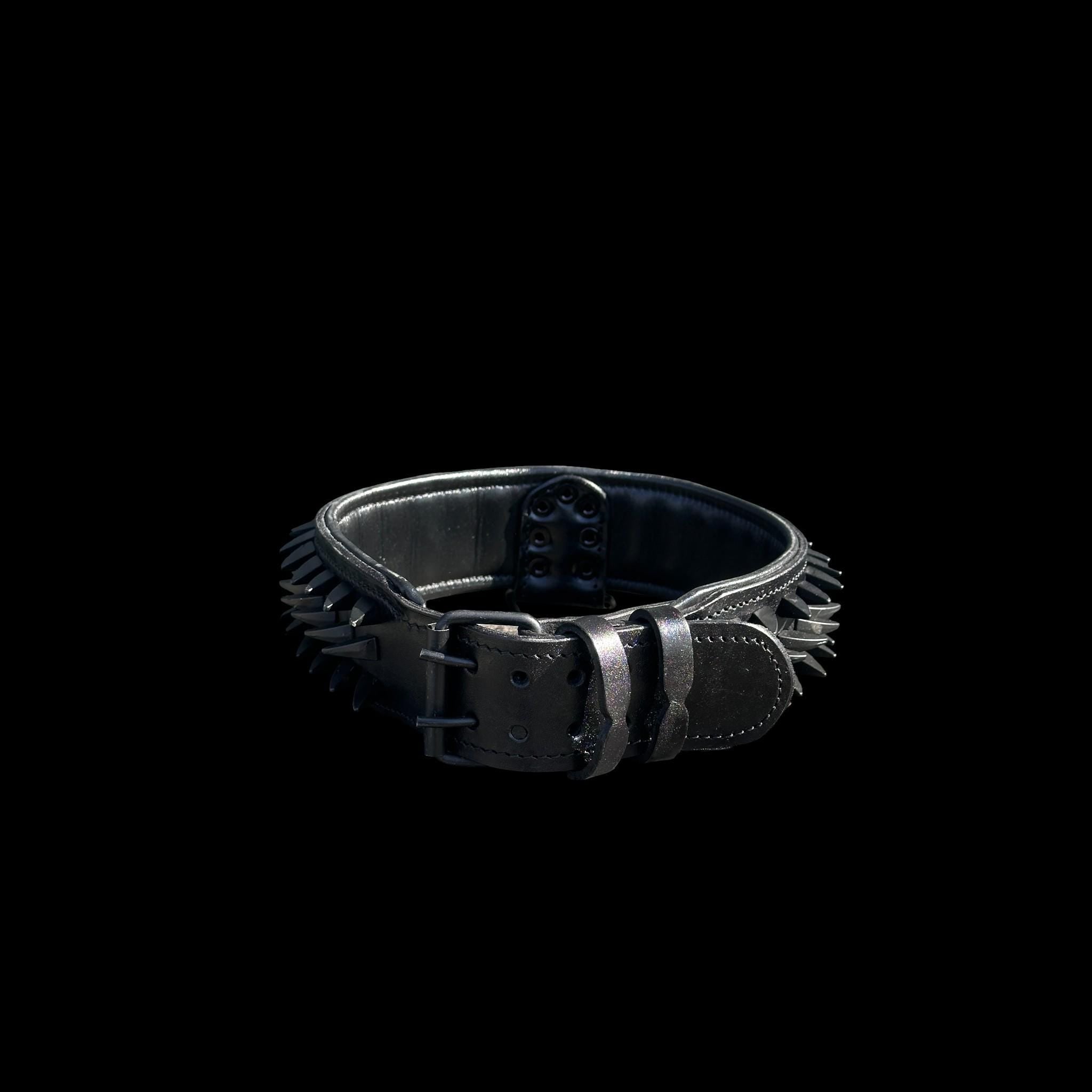 Black Spiked Leather Dog Harness Collar Leash Set | Heavy Duty, Bully Breed