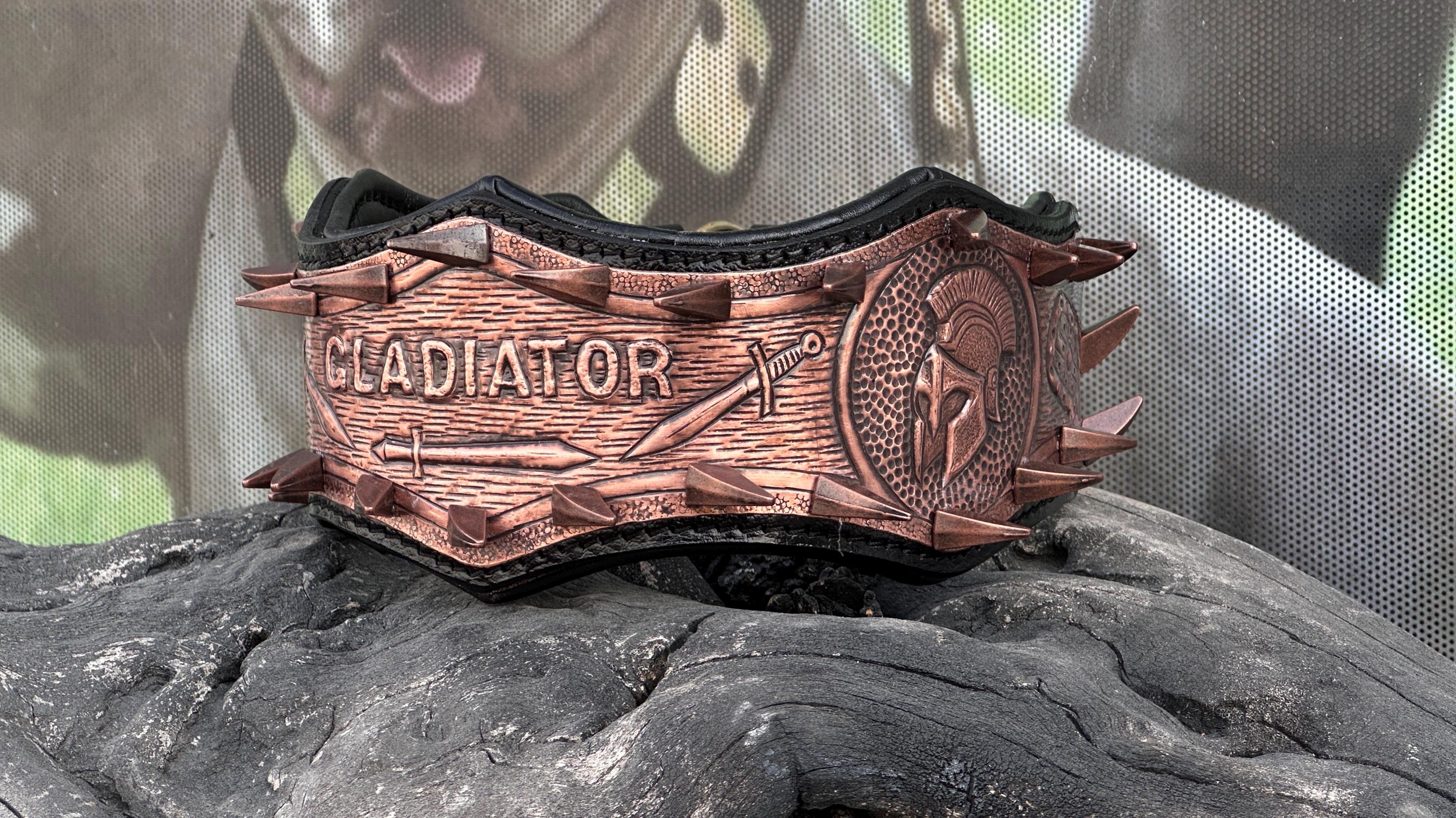 Gladiator Copper Spiked Dog Collar – Handcrafted Buffalo Leather