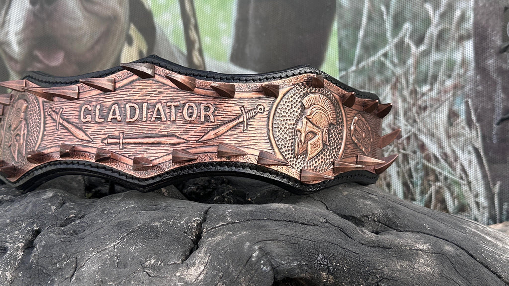 Gladiator Copper Spiked Dog Collar – Handcrafted Buffalo Leather
