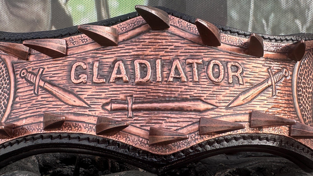 Gladiator Copper Spiked Dog Collar – Handcrafted Buffalo Leather