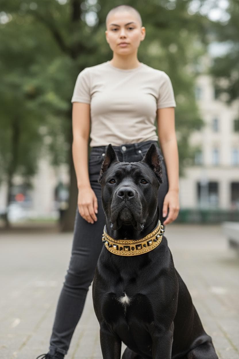 Gold Studded Buffalo Leather Dog Collar – Handmade Strong Collar