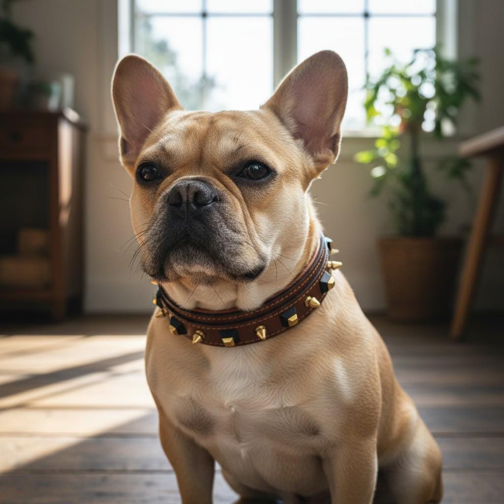 Black Spiked Leather Dog Collar –  Handmade Heavy Duty Design