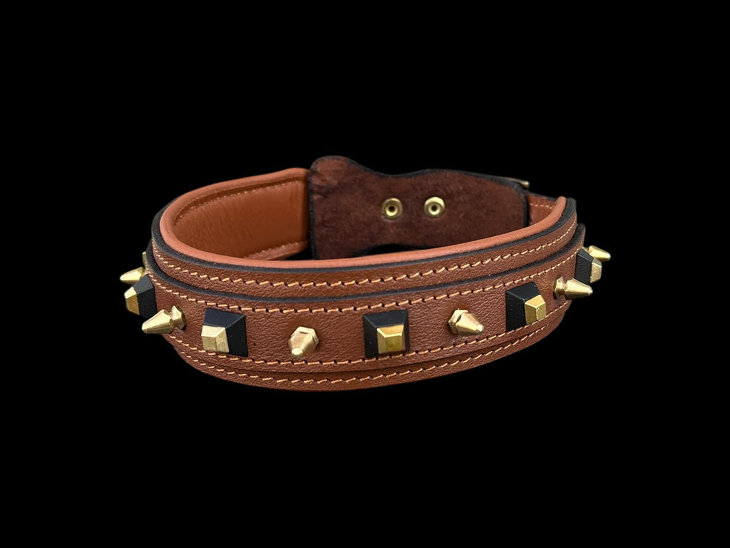 Black Spiked Leather Dog Collar –  Handmade Heavy Duty Design
