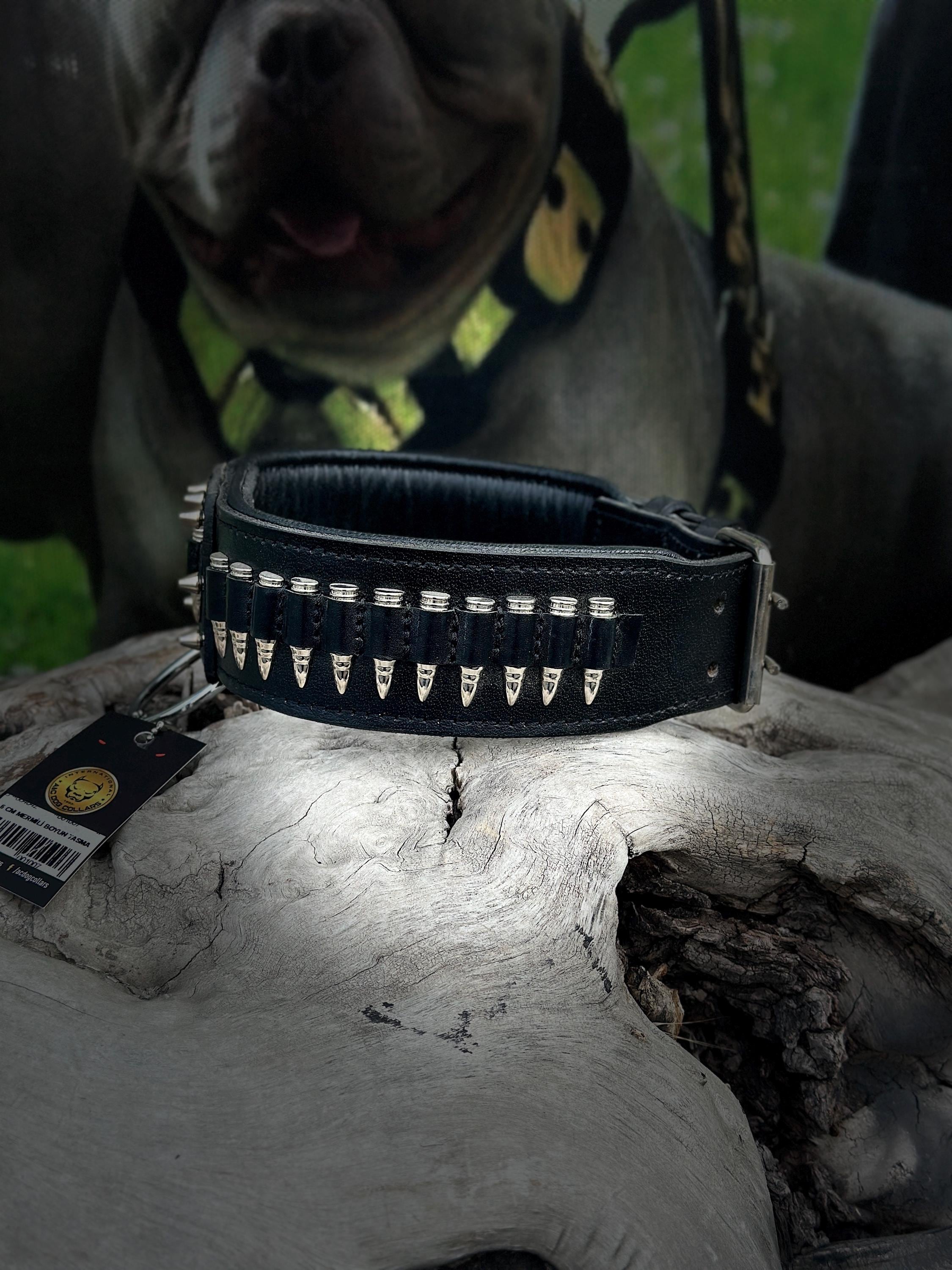 Bullet Spike 3-Piece Dog Set – Collar + Muzzle + Leash | Handmade Leather